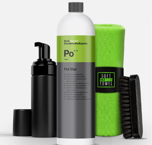 Fabric and leather seat cleaner product set